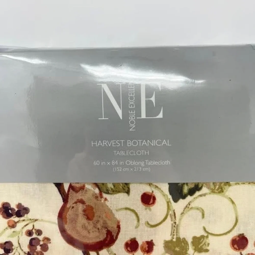 Noble Excellence Harvest Botanical Tablecloth Linen Oblong 60x84 Fall Floral‎